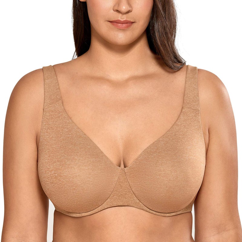 DELIMIRA Minimizer Bras for Women Full Coverage Plus Size Underwire Unlined Supportive Seamless Bra Chanterelle 36DD - Image 3